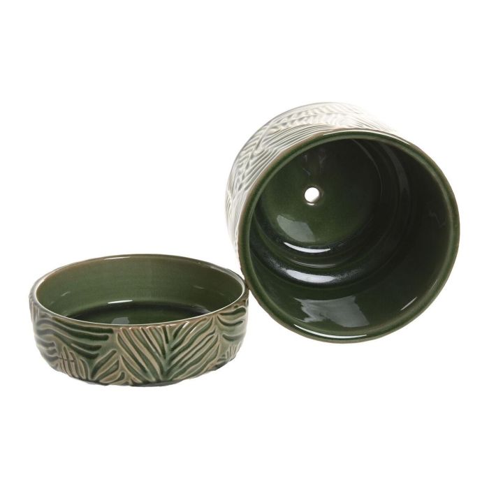 DKD Home Decor Maceta Tropical de Cerámica Verde 20x20x20 cm - Set de 3 Piezas 2 DKD Home Decor Maceta Tropical de Cerámica Verde 20x20x20 cm - Set de 3 Piezas 2