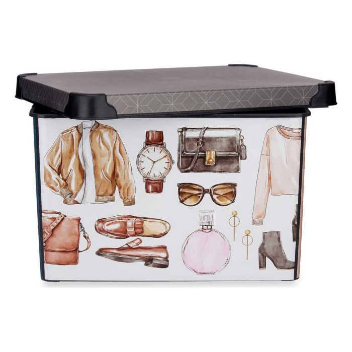 Caja de Almacenaje Kipit STYLE BOX-22L-3 Vintage Plástico Estampado Vintage 22 L Con asas 1