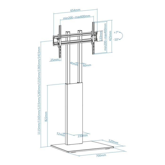 Soporte de Suelo Inclinable TooQ FS2288M-B para TV de 32-85"/ hasta 40kg 7