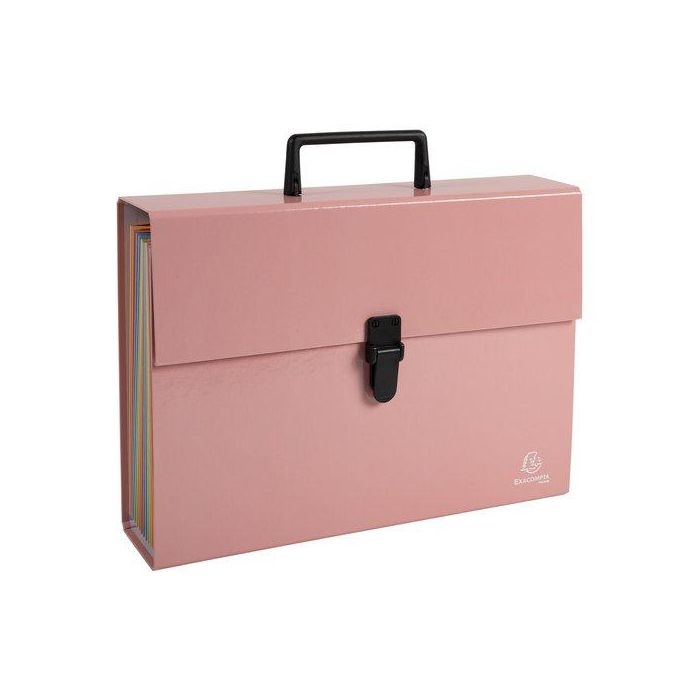 Clasificador Acordeon Exacompta Aquarel Fº 18 Dptos. Maletin Con Asa Y Cierre Plastico Coral (Set de 4)