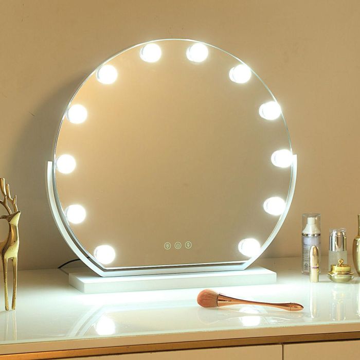 Espejo Redondo con 12 Luces LED Versa, 50 cm (2 Unidades) 3 Espejo Redondo con 12 Luces LED Versa, 50 cm (2 Unidades) 3