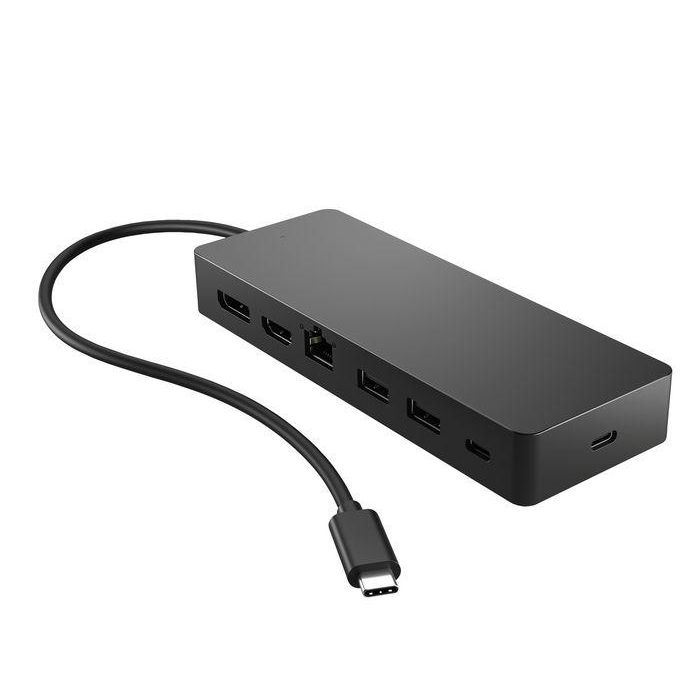 HP Universal USB-C Multiport Hub con 7 Puertos y Doble Pantalla 4K HDMI/DisplayPort para PCs Compatibles 1