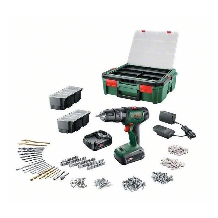 Bosch UniversalDrill 18 Taladro Atornillador a Batería 18V Potente y Compacto, Incluye 2 Baterías 1.5Ah, SystemBox y 241 Accesorios 0 Bosch UniversalDrill 18 Taladro Atornillador a Batería 18V Potente y Compacto, Incluye 2 Baterías 1.5Ah, SystemBox y 241 Accesorios 0