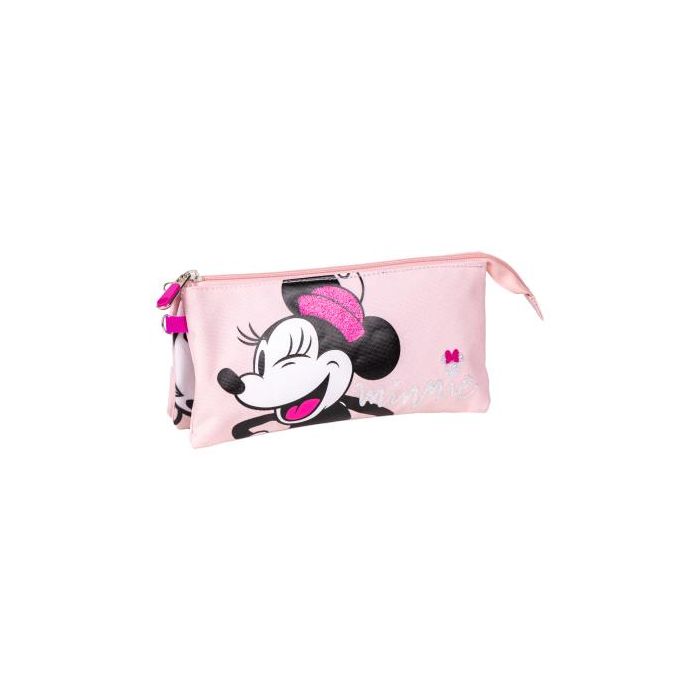 Portatodo Triple Minnie Mouse 22,5 x 2 x 11,5 cm Rosa