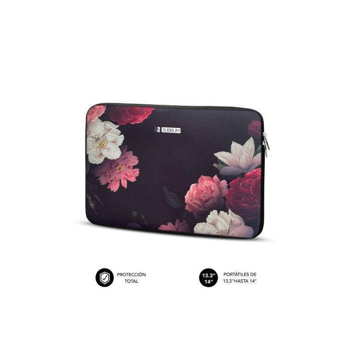 SUBBLIM Funda Ordenador Neopreno Trendy Sleeve Neo Flowers 13,3-14" 1