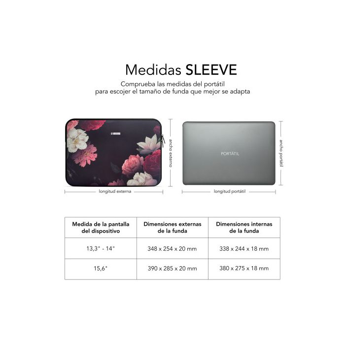 SUBBLIM Funda Ordenador Neopreno Trendy Sleeve Neo Flowers 15,6" 4
