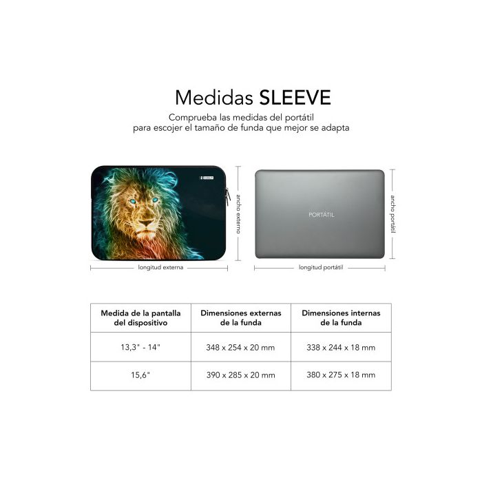 SUBBLIM Funda Ordenador Neopreno Trendy Sleeve Neo Lion 15,6" 4