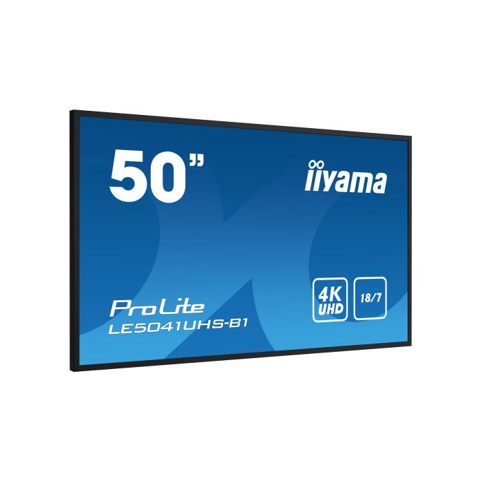 iiyama LE5041UHS-B1 pantalla de señalización Pantalla plana para señalización digital 125,7 cm (49.5") LCD 350 cd / m² 4K Ultra HD Negro 18/7 1