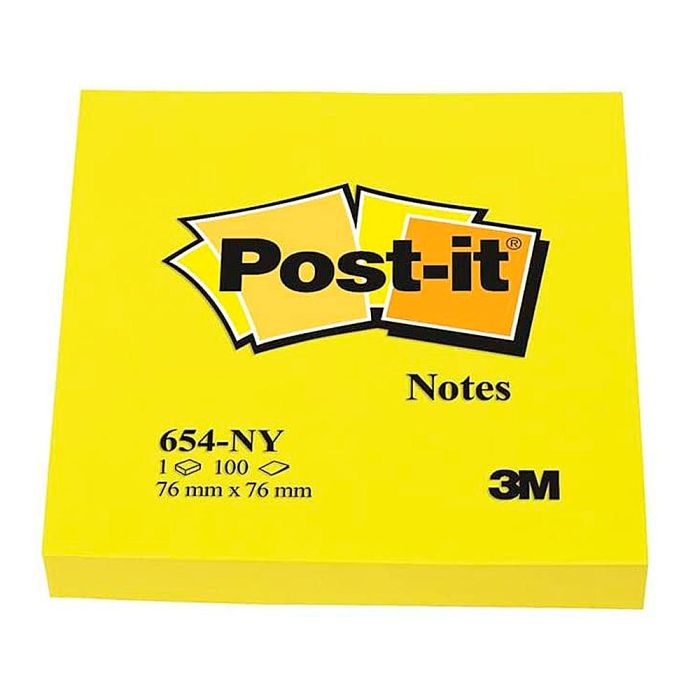 Bloc De Notas Adhesivas Quita Y Pon Post-It 76x76 mm Amarillo Neon Con 100 Hojas 6 unidades 2