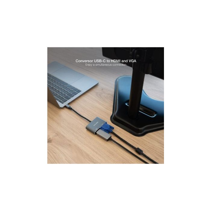 Adaptador USB C a VGA/HDMI NANOCABLE 10.16.4303 4K Ultra HD 1