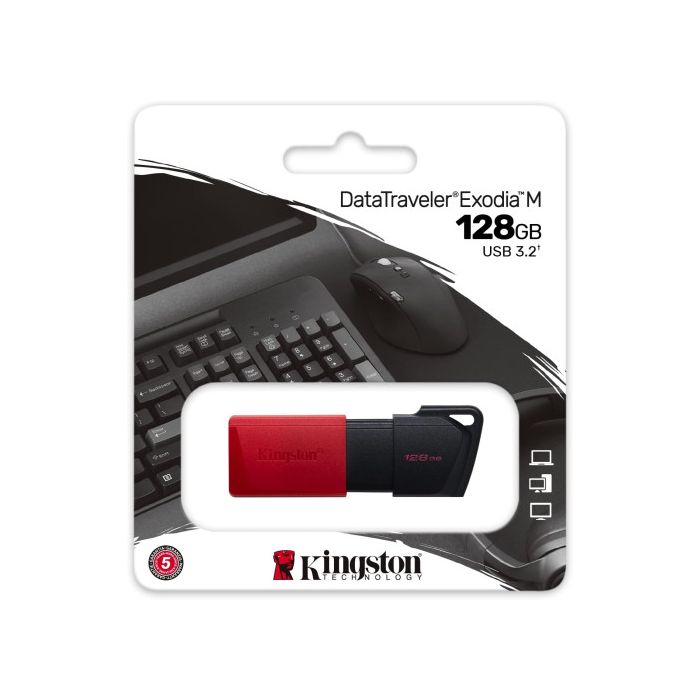Memoria USB Kingston Exodia M Llavero Rojo Negro 128 GB 2