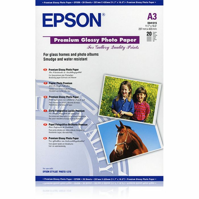 Epson Papel premium glossy photo 255 g, 20 hojas de a3