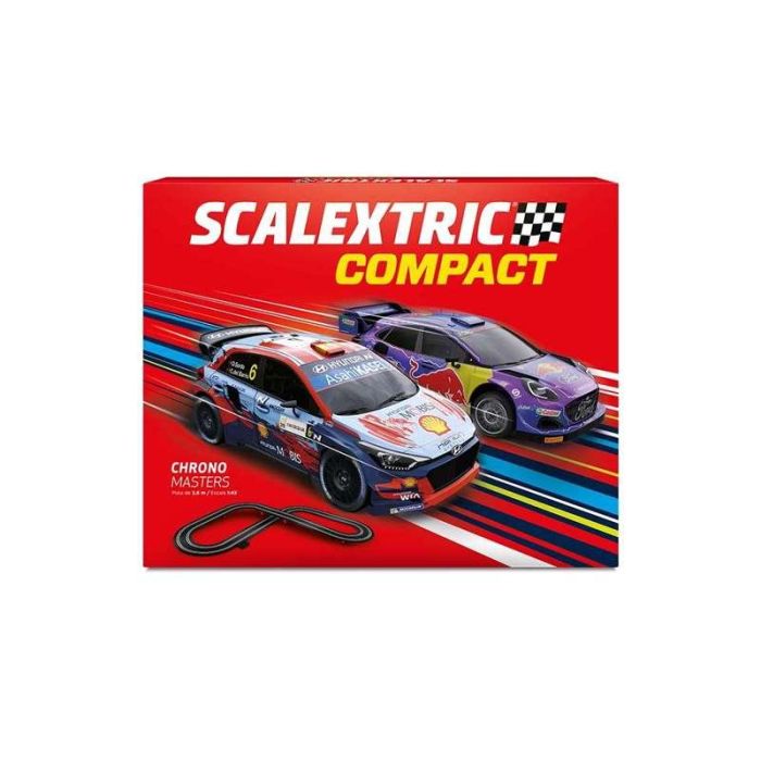 Pista scalextric chrono masters. incluye coches con luz y mando con turbo. 3,66m de pista 114x114cm