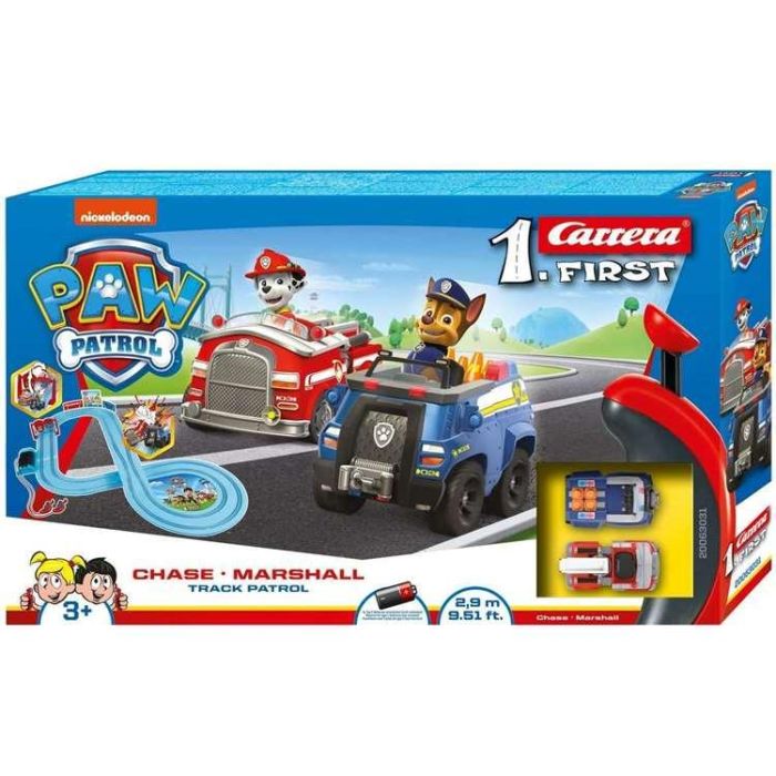 Pista Carrera Paw Patrol, Incluye 2 Coches (Chase y Marshall) 2,4 Metros 1