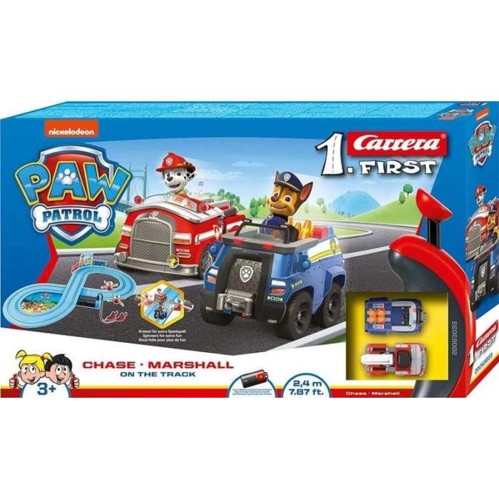 Pista Carrera Paw Patrol, Incluye 2 Coches (Chase y Marshall) 2,4 Metros 9