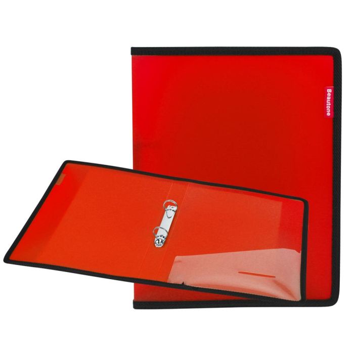 Carpeta Liderpapel 2 Anillas 25 mm 43030 Polipropileno Roja Con Bolsa Y Tarjetero Con Ribete Negro 1