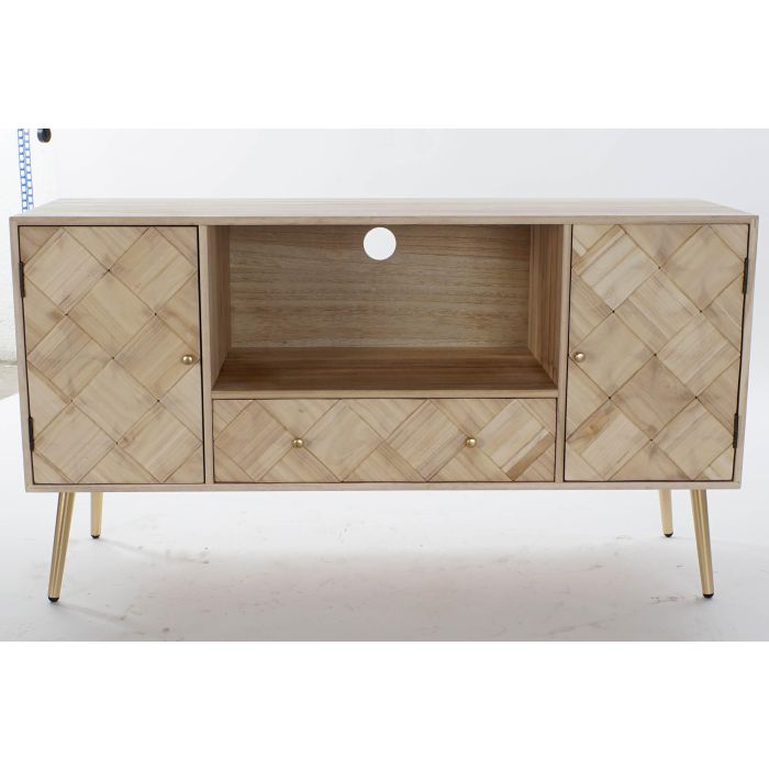 Mueble de TV DKD Home Decor 118 x 40 x 65 cm Metal Marrón claro Madera de Paulonia Pino 6