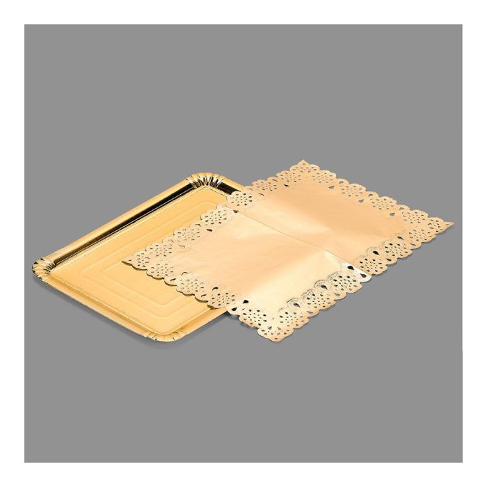 Best Products Bandeja rectangular con blonda oro 25x34cm