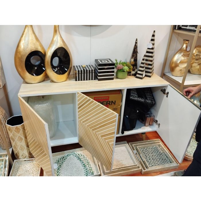 Aparador Tropical DKD Home Decor Marron Blanco 40 x 80 x 140 cm 1