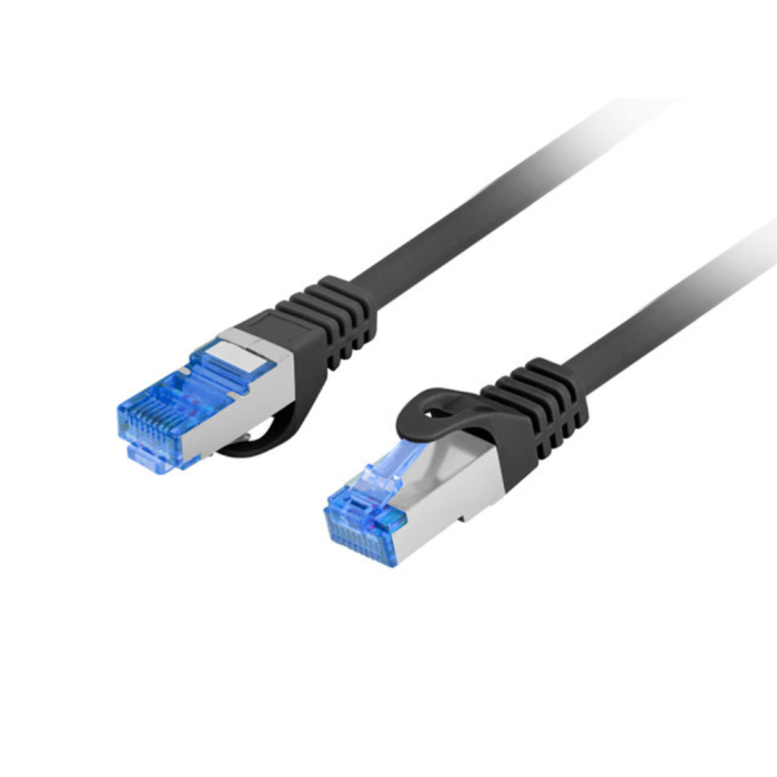 Lanberg Latiguillo Cable de Red Cat.6A S/FTP, para 10 Gigabit Ethernet (10GbE) y 500MHz, 200 cm, Negro, LSZH, AWG 26