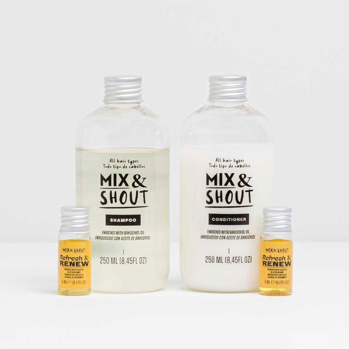 Mix & Shout RUTINA REPARADOR LOTE 4 pz - Set Peluquería Champú y Acondicionador para Todo Tipo de Cabello, Cabello Dañado, Color y Mechas 2