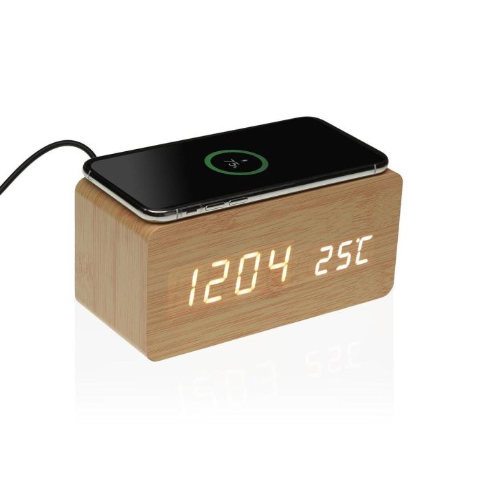 Reloj-Despertador Versa Madera MDF Minimalista 7 x 7 x 15 cm 2 Reloj-Despertador Versa Madera MDF Minimalista 7 x 7 x 15 cm 2