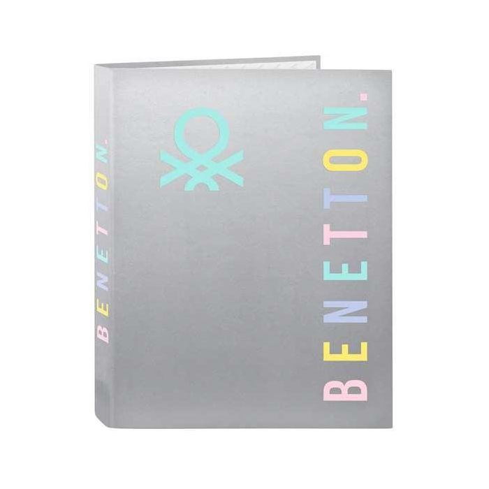 Carpeta de anillas Benetton Silver Plateado A4 26.5 x 33 x 4 cm 2