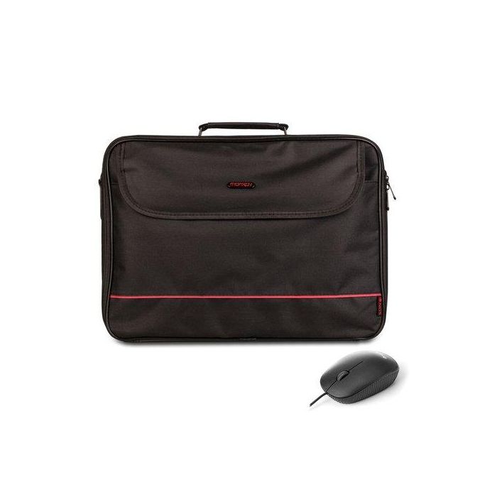 Monray BUREAUKIT Kit Maletín para Portátiles hasta 16" y Ratón Óptico USB 800 DPI 3 Botones Negro