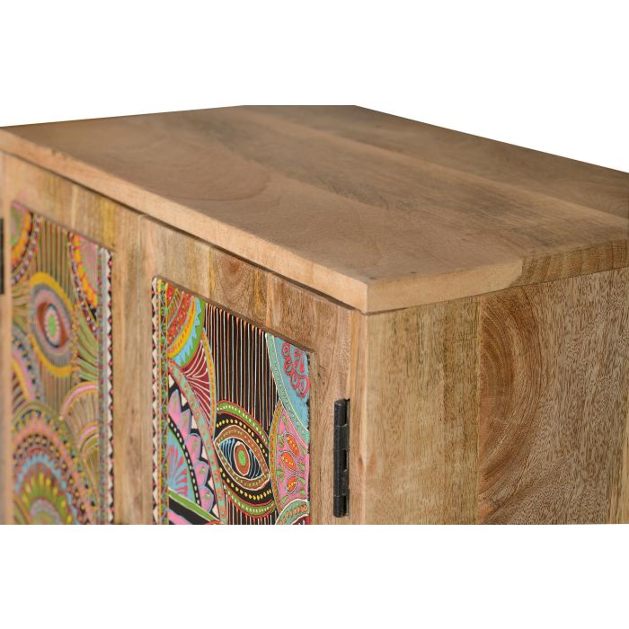 Giner y Colomer Mueble Auxiliar Mango Natural con Detalles Multicolor 60x60x30 cm 3