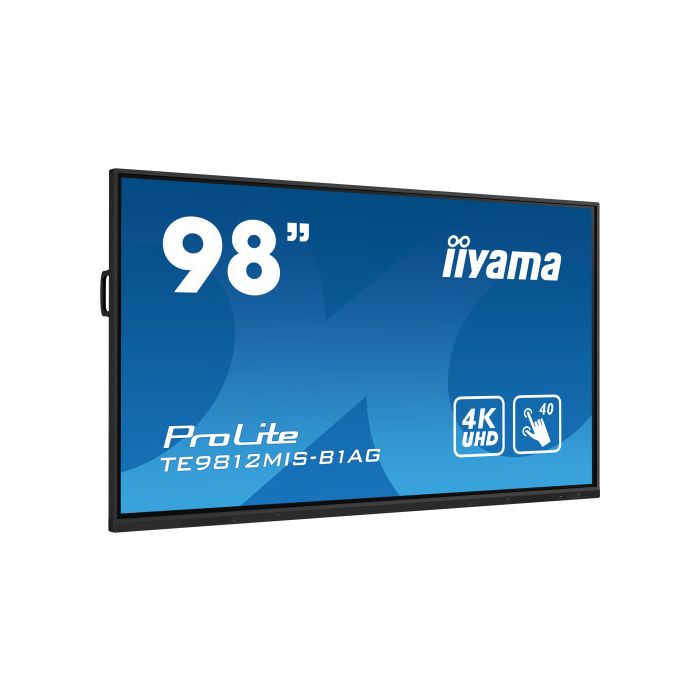 iiyama PROLITE Pizarra de caballete digital 2,49 m (98") LED Wifi 400 cd / m² 4K Ultra HD Negro Pantalla táctil Procesador incorporado Android 24/7 3