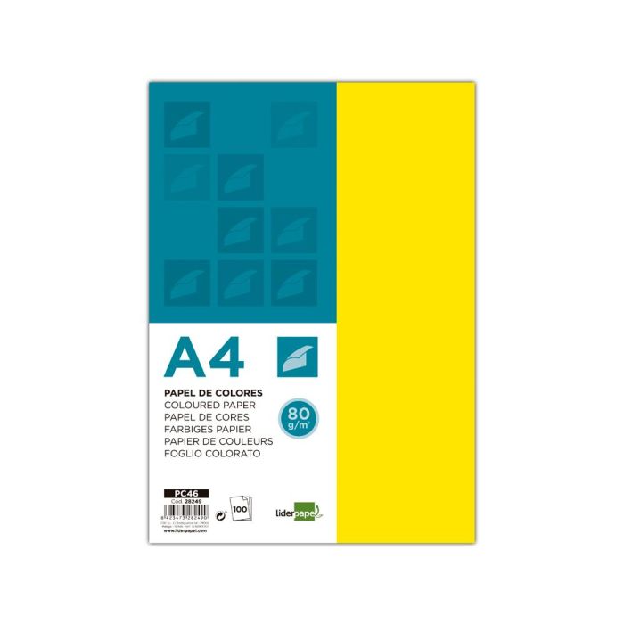 Papel Color Liderpapel A4 80 gr Limon Paquete De 100 Hojas 1