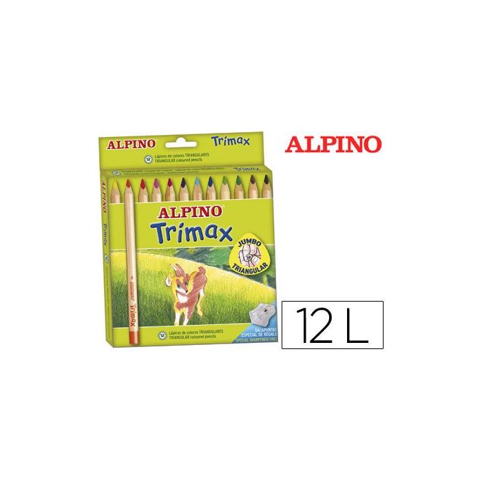 Alpino Lápices De Colores Trimax 177 mm + Sacapuntas C-Surtidos Estuche 12 Ud