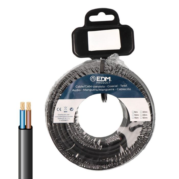 Carrete cable paralelo plano vvk(h2) 06/1kv 2 x 2,50 mm² negra, 15 m