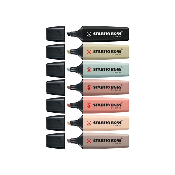 STABILO BOSS NatureColors marcador 6 pieza(s) Punta de cincel Negro, Bronce, Verde, Gris, Verde claro