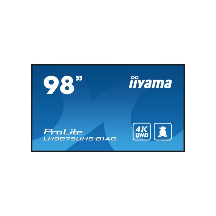 iiyama PROLITE Pizarra de caballete digital 2,49 m (98") LED Wifi 500 cd / m² 4K Ultra HD Negro Procesador incorporado Android 11 24/7