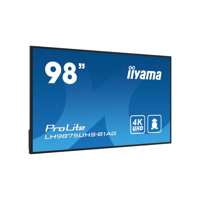 iiyama PROLITE Pizarra de caballete digital 2,49 m (98") LED Wifi 500 cd / m² 4K Ultra HD Negro Procesador incorporado Android 11 24/7 2