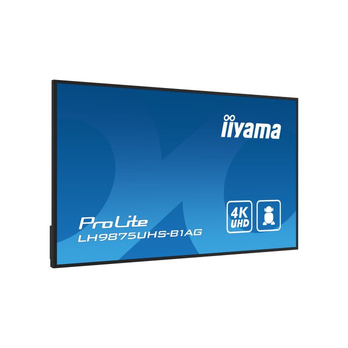 iiyama PROLITE Pizarra de caballete digital 2,49 m (98") LED Wifi 500 cd / m² 4K Ultra HD Negro Procesador incorporado Android 11 24/7 5