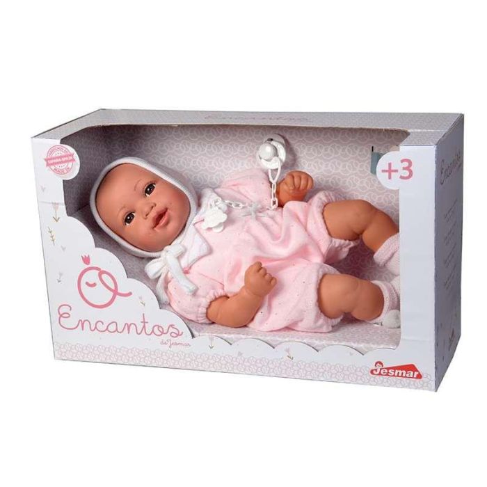 Muñeco recien nacido encantos bebe lucia 48 cm. incluye pelele rosa