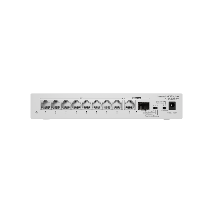 Huawei S110-8P2St ( 8 10/100/1000 Base-T Ports Poe+ 1Ge Sfp Port, 1*10/100/ 100Base T Port, Ac Power, Power Adapter)