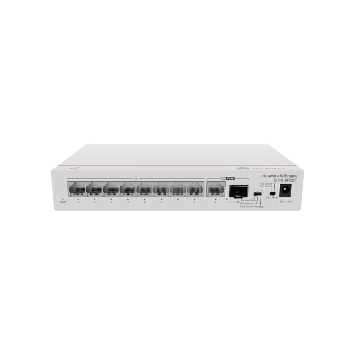 Huawei S110-8P2St ( 8 10/100/1000 Base-T Ports Poe+ 1Ge Sfp Port, 1*10/100/ 100Base T Port, Ac Power, Power Adapter) 3