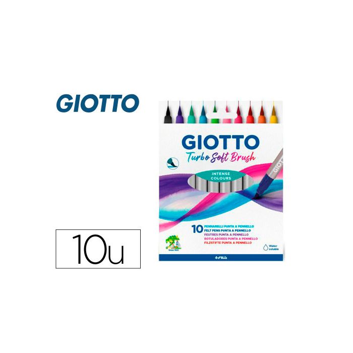 Giotto rotuladores turbo soft brush punta pincel estuche de 10 c/surtidos