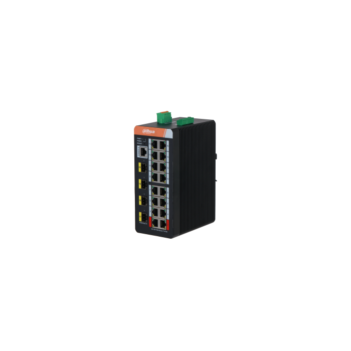(Pfs4420-16Gt-Dp) Dahua Switch Industrial L2 Gestionable Poe 2.0 Watchdog 16 Puertos + 4 Gigabit Sfp