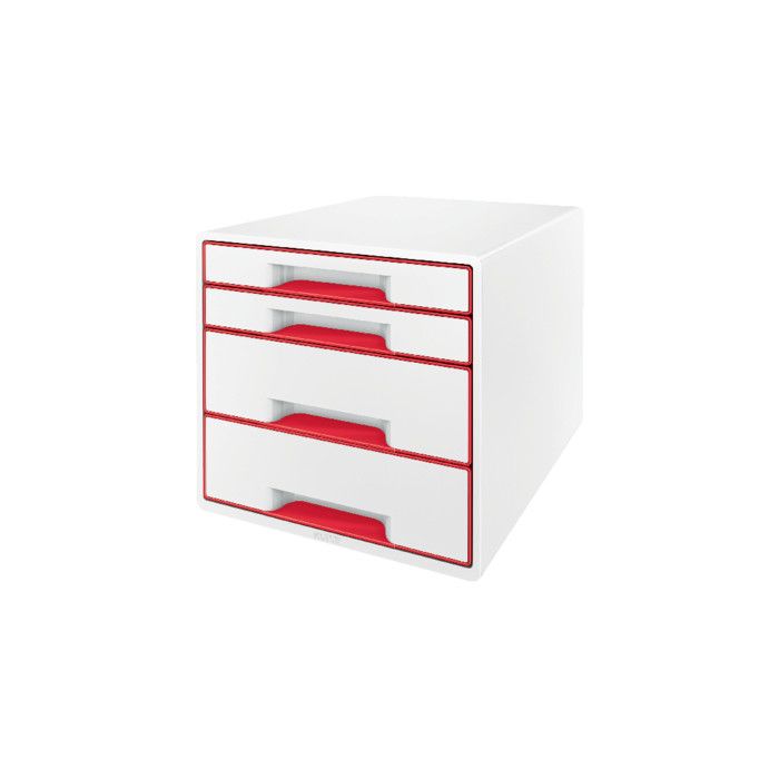 Bucs 4 Cajones Wow Desk Cube (2 Grandes y 2 Pequeños), Rojo /Blanco Leitz 52132026