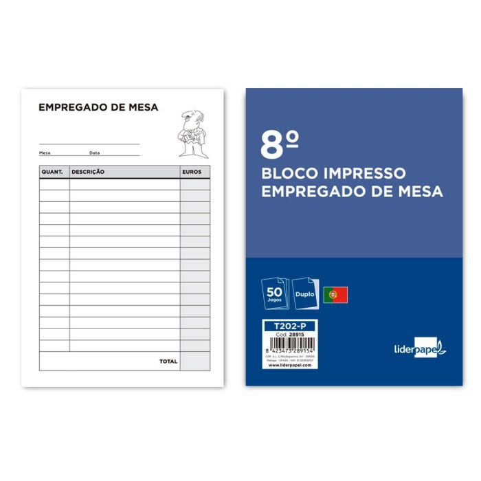 Talonario Liderpapel Camarero Octavo Sin Iva 202 Duplicado Texto En Portugues 10 unidades 0 Talonario Liderpapel Camarero Octavo Sin Iva 202 Duplicado Texto En Portugues 10 unidades 0