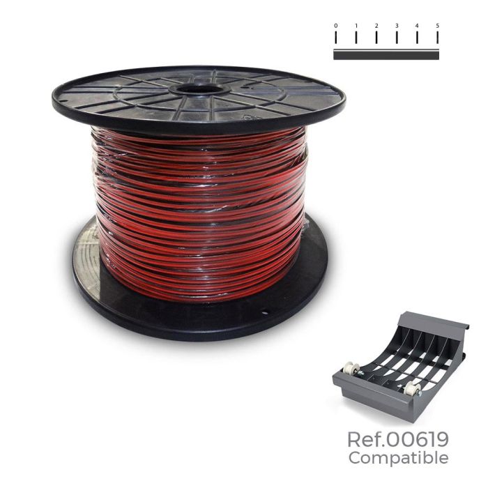Carrete cable paralelo (audio) 2x0,75mm rojo/negro 1000m (bobina grande ø400x200mm)