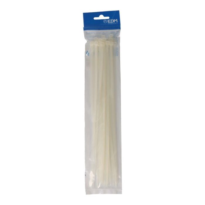 Edm Bridas de nylon blanco 4,8 x 300 mm, alta calidad, bolsa de 25 unidades