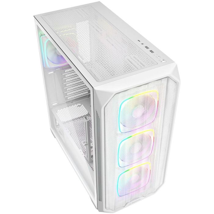 Sharkoon AK5M RGB Torre Midi ATX Blanca con Panel Cristal Templado y Malla, 4 Ventiladores PWM RGB 120mm, Soporte Dual Radiador 360mm 2