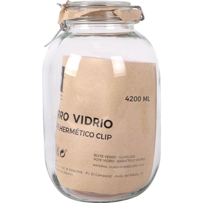 Tarro Hermético de Vidrio Clip 4200 ml - La Mediterranea (4 Unidades) 1 Tarro Hermético de Vidrio Clip 4200 ml - La Mediterranea (4 Unidades) 1