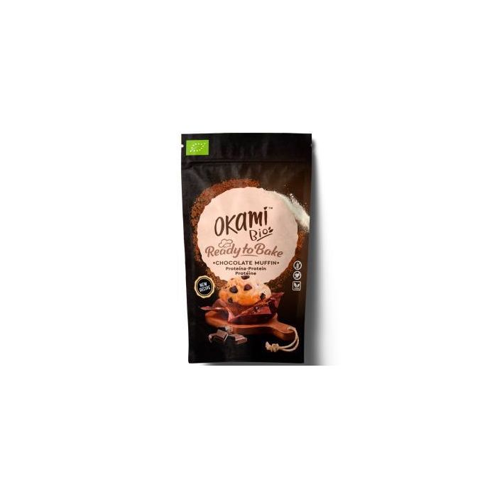 OKAMI BIO R2B Muffin de Proteína de Guisante y Chocolate Ecológico Vegano 161Gr sin Azúcares Añadidos sin Gluten