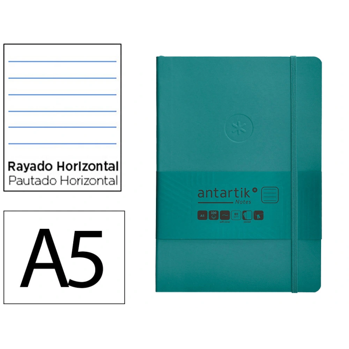 Antartik Cuaderno Tapa Blanda A5 Hojas Rayas Verde Aguamarina 80 Hojas 80 gr FSC 0 Antartik Cuaderno Tapa Blanda A5 Hojas Rayas Verde Aguamarina 80 Hojas 80 gr FSC 0